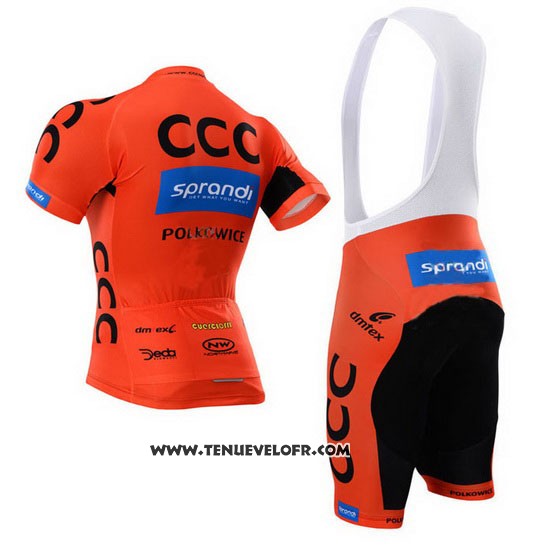 2015 Maillot Ciclismo CCC Noir et Orange Manches Courtes et Cuissard